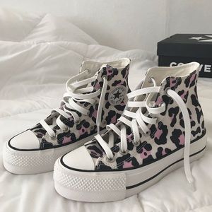 Pink leopard print converse